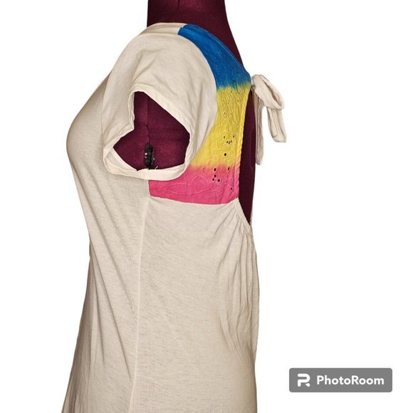 OP Ocean Pacific Peekaboo Tie Back Colorful T-Shirt Summer Junior Size XL EUC - Picture 4 of 4